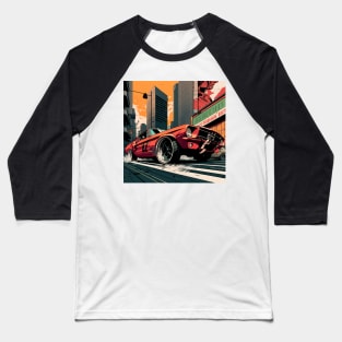 Comic Classic Mustang Drift Print Baseball T-Shirt